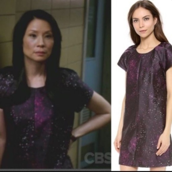 CLUB Monaco Black Ophelia Galaxy Print Silk Dress Size 00 - Picture 8 of 8